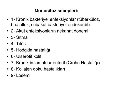 Monositoz sebepleri